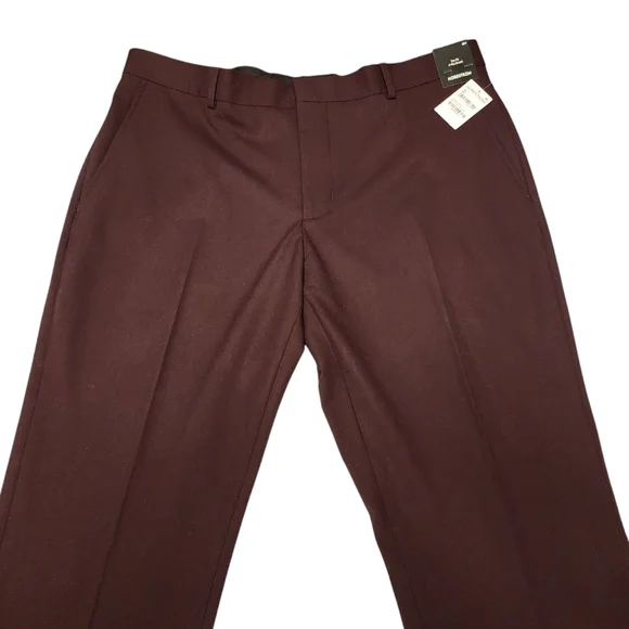 Nordstrom Mens Trim Fit 4 Way Stretch Burgundy Royal Dress Pants 38 NWT